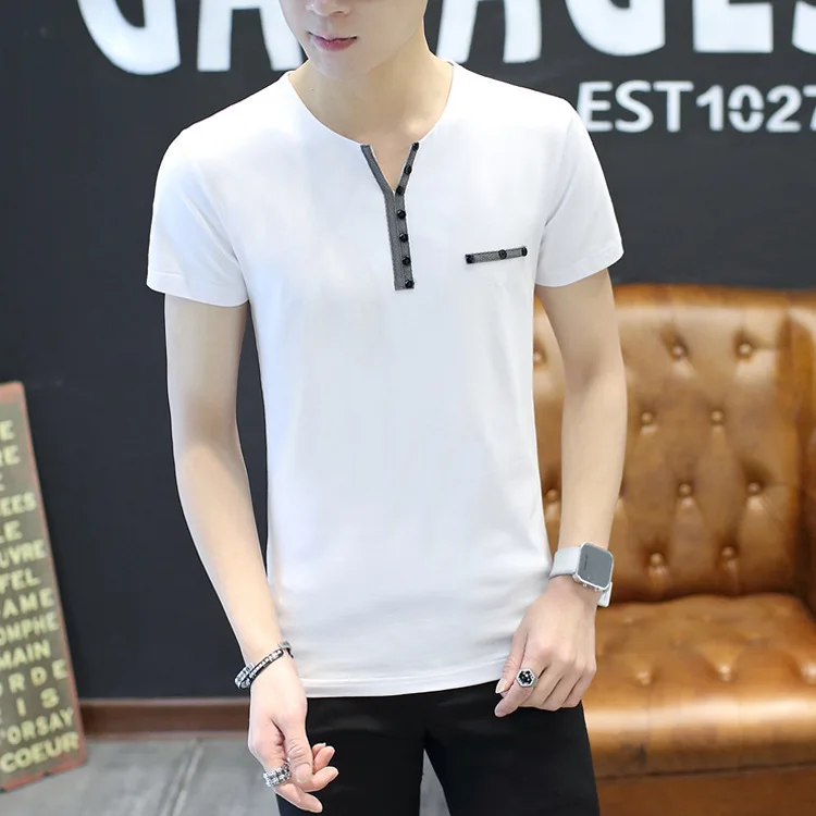 GenericMen V Neck Tops Relaxed Fit Solid Cozy Linen Cotton Summer T Shirts