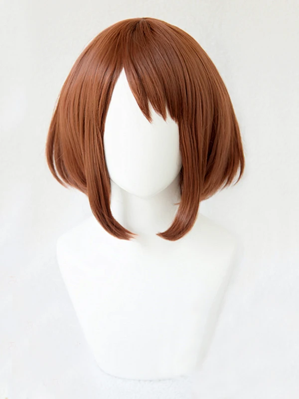 Парик для косплея My Hero Academia Boku no Hiro Akademia Uraraka Ochako короткий коричневый термостойкий