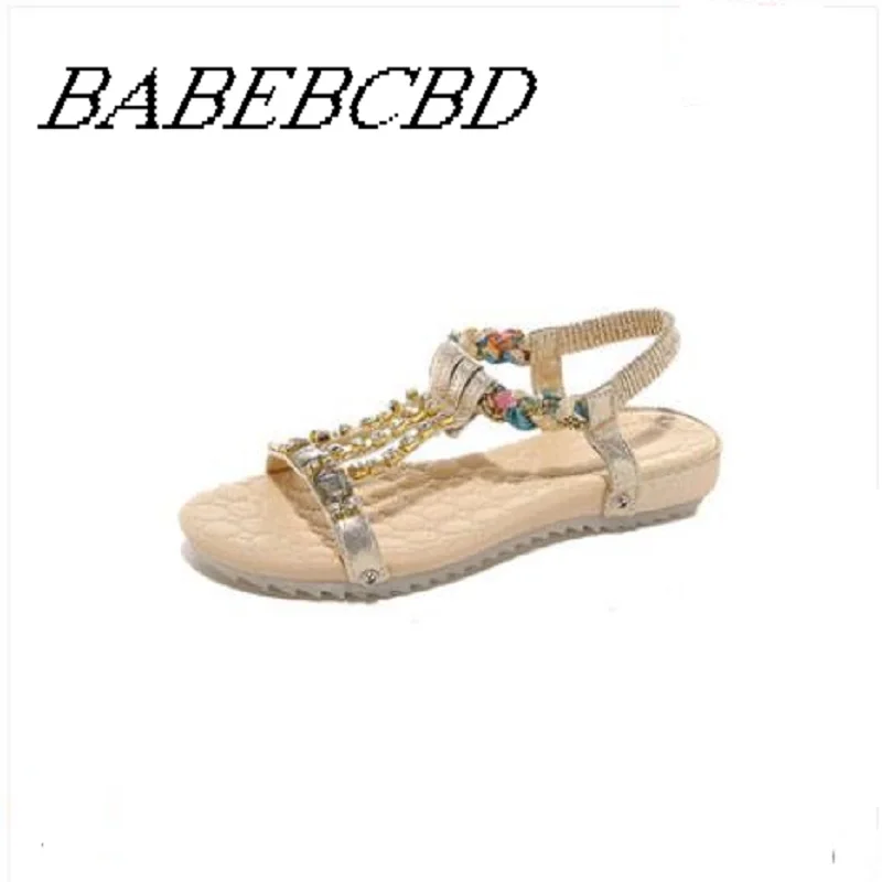 

Beach Soft-soled Sandals Seaside Women Summer Flat Bottom 2019 New Ladies Baitao women Water Drill Bohemia Outside Wear