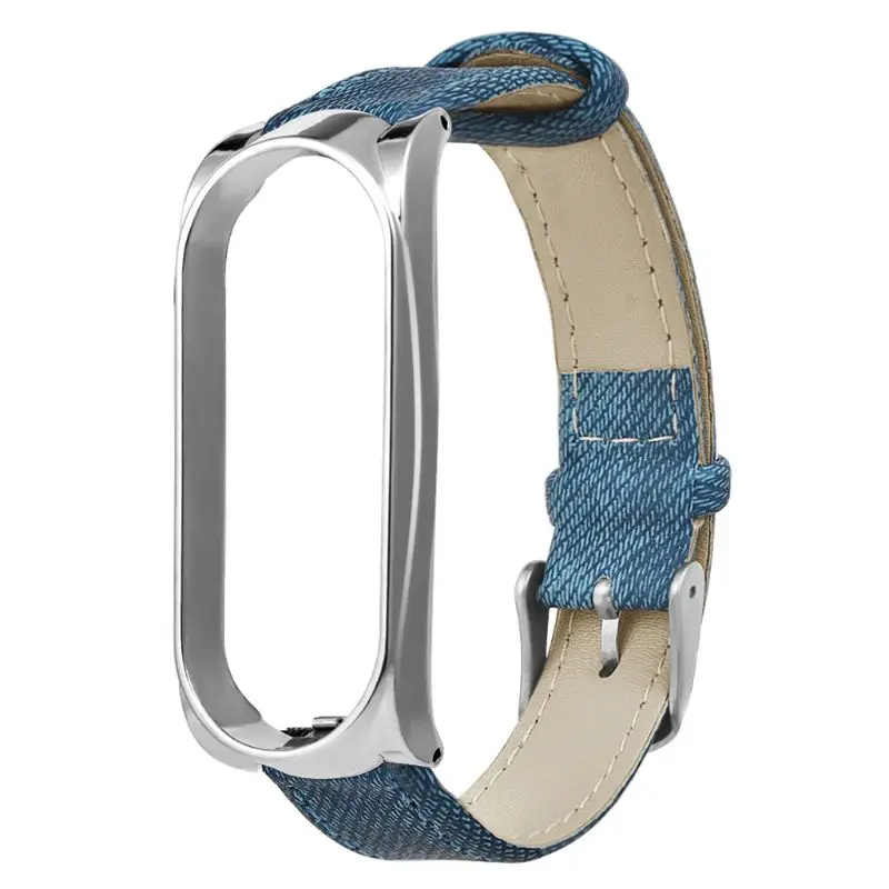 Прочный ремешок на запястье из искусственной кожи джинсовый для Xiaomi Mi Band 4/3 умный