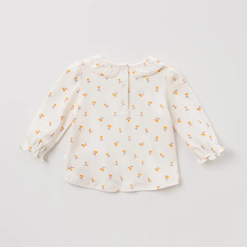 DBZ11143-1 dave bella; сезон весна-осень; Милые рубашки с цветочным рисунком для маленьких девочек; топы из хлопка для малышей; детская одежда высокого качества
