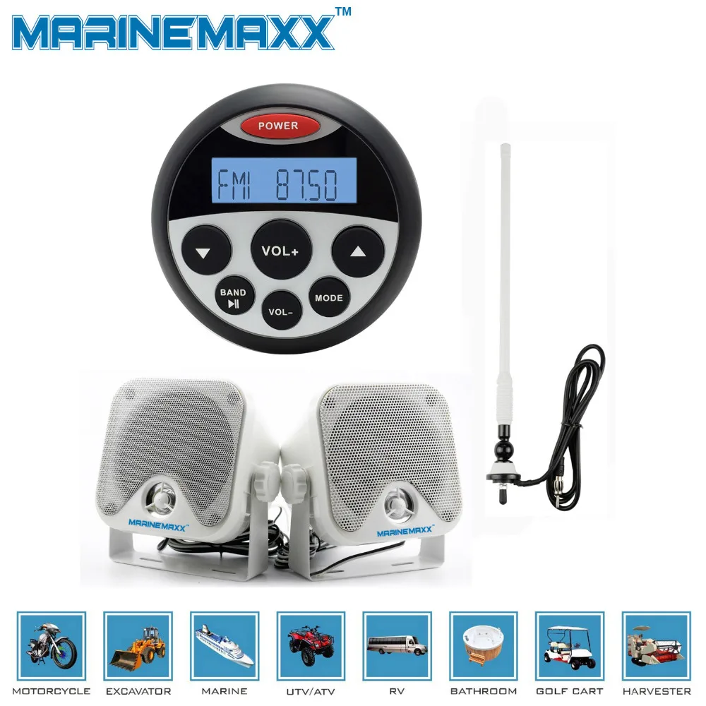 Waterproof Marine Stereo Motorcycle Audio Sound System Golf Cart FM AM