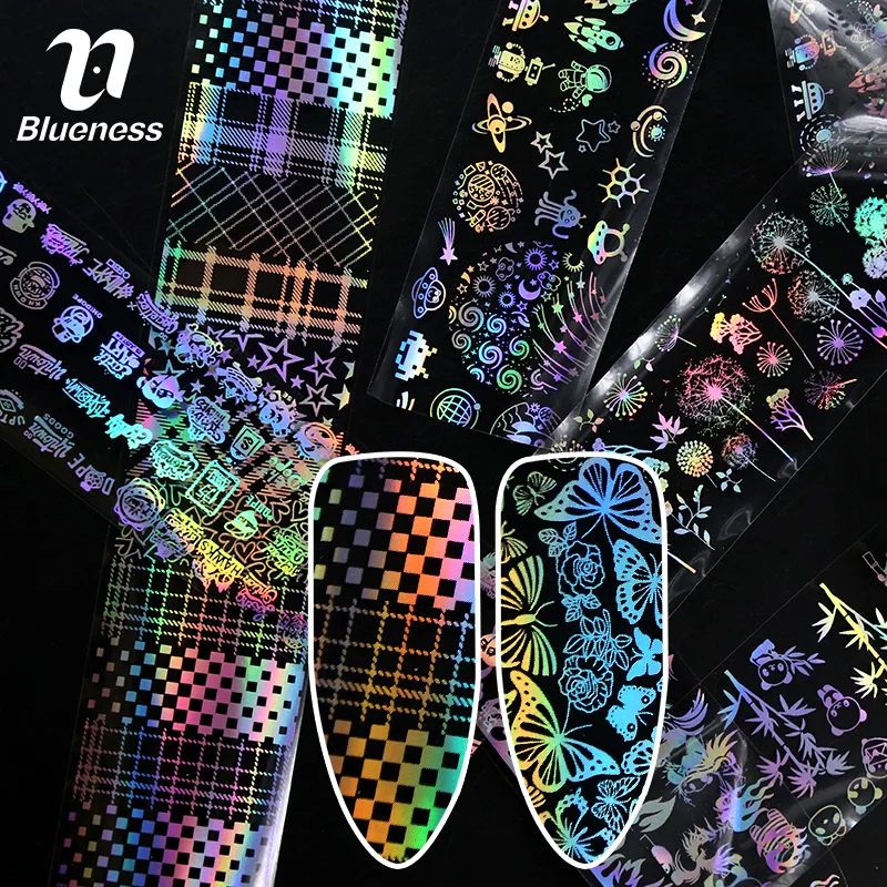 Blueness 4*20cm/Roll Holographic Laser Mix Design Nails Art Decorations