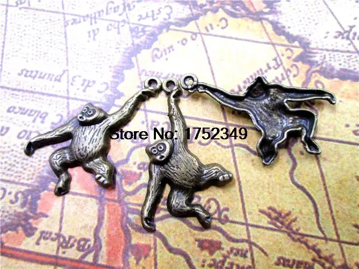 

15 PCs, Chimpanzee, Monkey, Chimpanzee Pendant,, Animal Charm, Silver, Bronze, Supplies, Jewelry Making Findings, 32*27MM