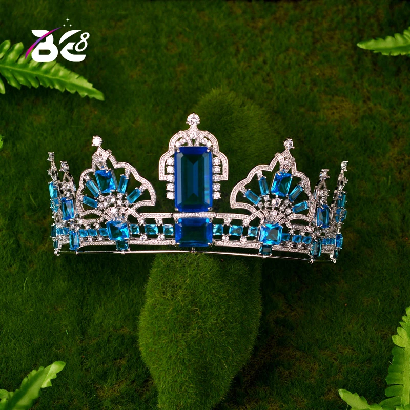 

Be 8 Blue Cubic Zircon Tiara CZ Queen Crown Bridal Headpiece Wedding Hair Accessories Diadem Bijoux Cheveux Coroa Novia H144