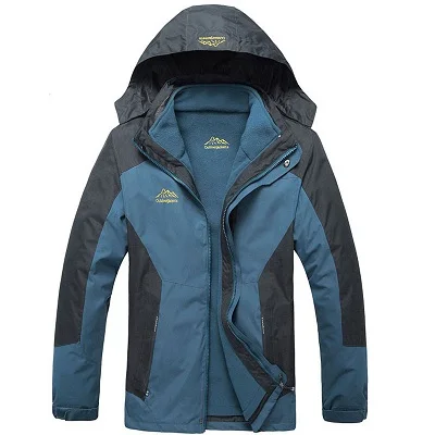 6XL, Мужская зимняя флисовая куртка, 2 предмета, для занятий спортом на открытом воздухе, теплое пальто, для пеших прогулок, катания на лыжах, кемпинга, мужские куртки VA069 - Цвет: Denim Blue