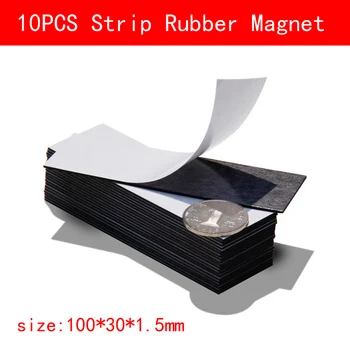 

10pcs 100*30*1.5mm Flexible soft rubber Magnet With Adhesive magnetic sheet For DIY Homemade Fridge magnets Label Name Sticker