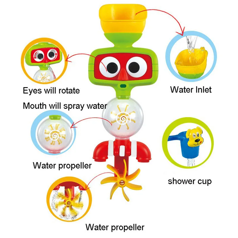 2017 Hot Multicolor Fun Baby Bath Toys Automatic Spout Play Taps