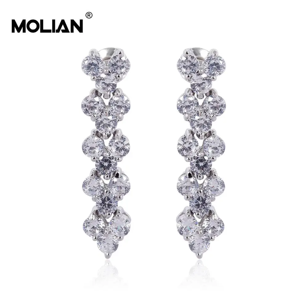 

MOLIAN Leaf P Cubic Zirconia Silver Copper Gold Gorgeous Simple jewelry Long Vintage drop earrings for women Wedding Eardrop