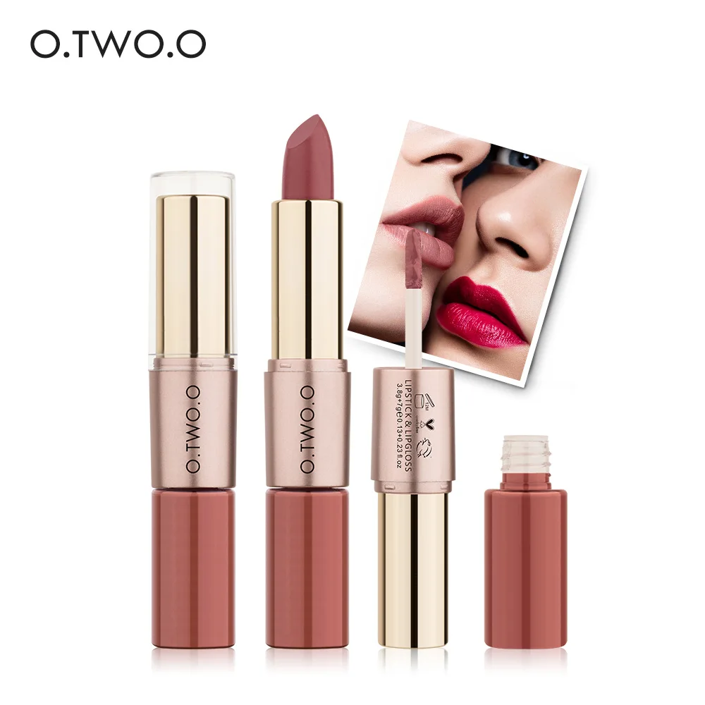 

O.TWO.O 2 in 1 Matte Lipstick Lips Makeup Cosmetics Waterproof Pintalabios Batom Mate Lip Gloss Rouge 12 Colors Beauty Lips