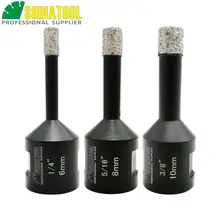 Cheap 3pcs/set Vacuum brazed diamond Dry drilling bits(6mm+8mm+10mm) Dimeter 1/4"&5/16"&3/8" 5/8-11 connection Cheap 3pcs/set Vacuum brazed diamond Dry drilling bits(6mm+8mm+10mm) Dimeter 1/4"&5/16"&3/8" 5/8-11 connection