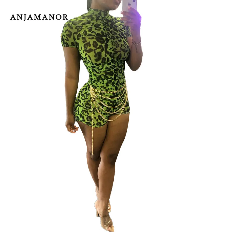pink leopard print playsuit