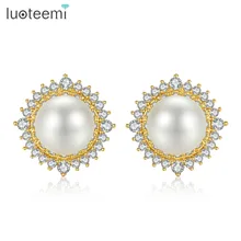Luoteemi бренд новинка, Шарм Винтаж Дизайн Стиль Круглый AAA имитация Серьги с жемчугом шпильки для Для женщин элегантные свадебные