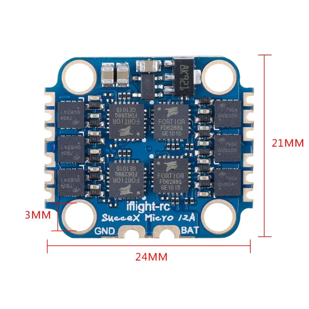 Микросхема PWM/oneshot125/multishot/dshot150/300/600 для дрона FPV iFlight 23x21 мм SucceX Micro 12A V1.2 2 4S 4 в 1 ESC(M3