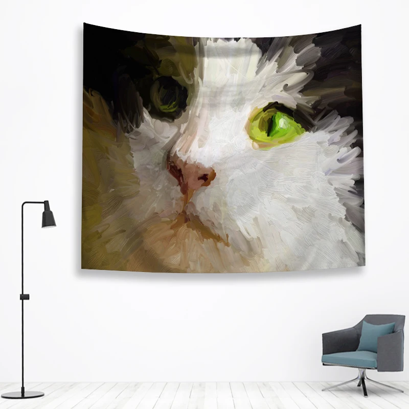 Oilpaint Cat хиппи-гобелен Boho настенный психоделический Tapiz pared тела дом Декор стены одеяло йога коврики Tapiz Playa