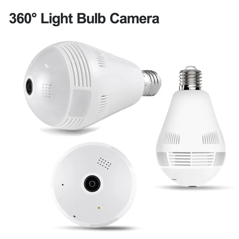 

HD 960P Indoor Night Vision IP Camera 360 Degrees Bulb Lamp Fisheye Wireless Panoramic Home Security Support 64GB