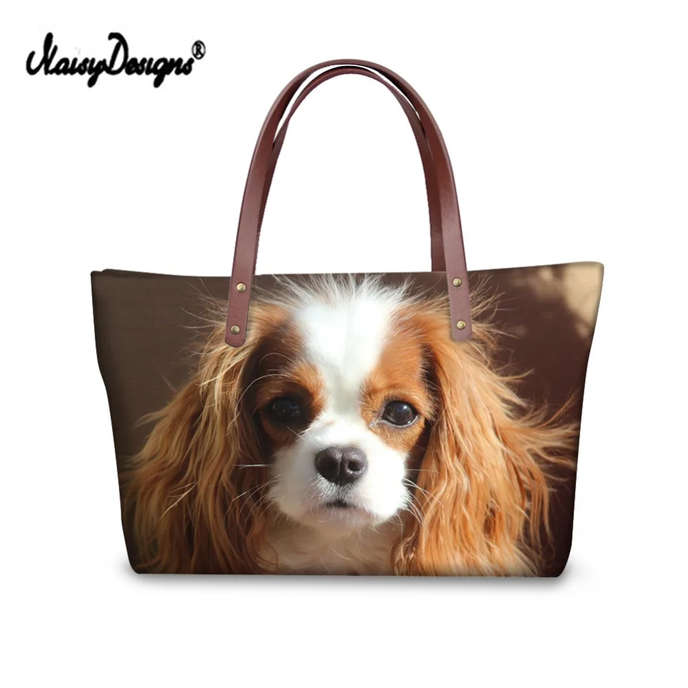 

Noisydesigns Women Top-Handle Bag Shoulder Luxury Handbags Charles Spaniel Dog Printed Shopping Female Tote Bags Messenger Femme