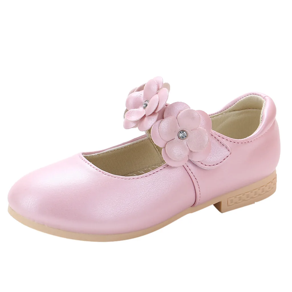 Детская кожаная обувь для маленьких девочек; кожаные вечерние туфли принцессы с цветами; Chaussure Enfant fille mariage
