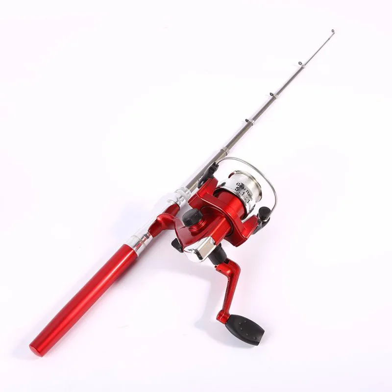 Vara de Pesca + Carretel ao ar Livre Mini Acampamento Viagem Arremesso Telescópica Bolso Caneta Forma Pesca Linha 3 Varas de pescar