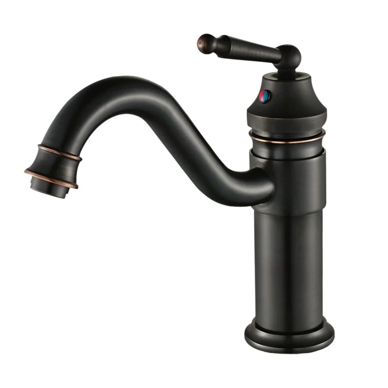 

all copper basin faucets head brass European antique cold and hot mixer black antique faucet basin single hole deck mounted