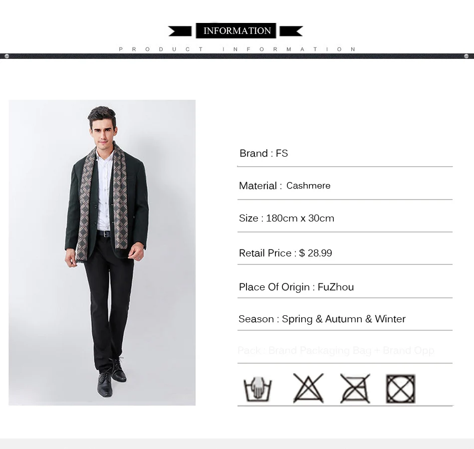 male scarf FS Winter Warm Scarves For Men Tartan Plaid Scarf Luxury Brand Designer Cashmere Wool Man 2018 Fashion Business Long Soft Shawl mens dress scarf