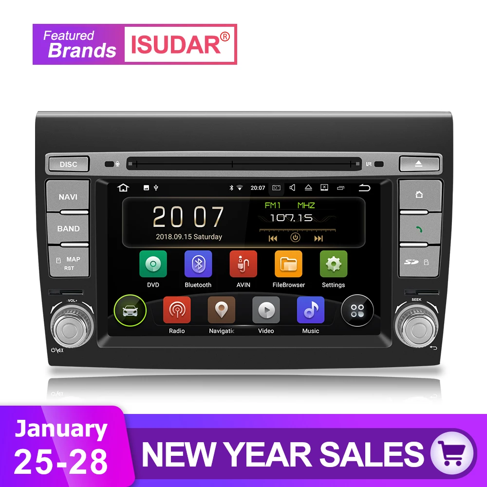 

Isudar 2 Din Android 8.1 Car Multimedia player For Fiat/Bravo 2007 2008 2009 2010 2011 2012 GPS DVD Player Car Radio USB DVR DSP