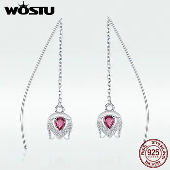 

WOSTU Spring Collection 925 Sterling Silver Tulip Story Drop Earrings For Women Anniversary Delicate Jewelry Best Gift DXE504