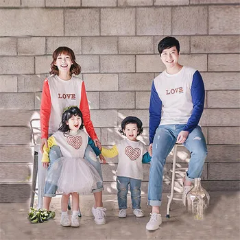 

New parent-child clothes in the big boy long-sleeved T-shirt cotton cartoon cute T-shirt baby climbing clothes loose breathable