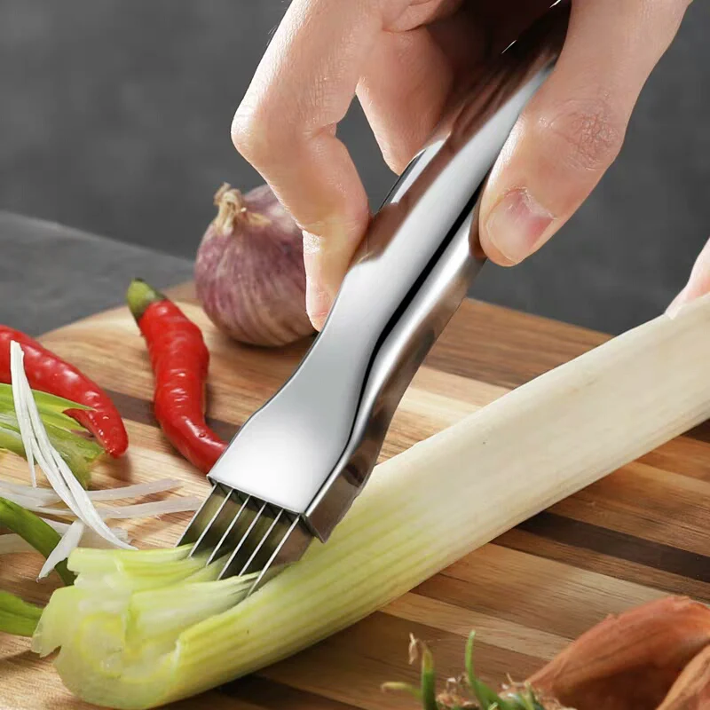 

Stainless Steel Scallion Cutter Onion Slicer Sharp Spring Onion Cutter Shredder Vegetable Knife Cutting Tools Kitchen Gadgets
