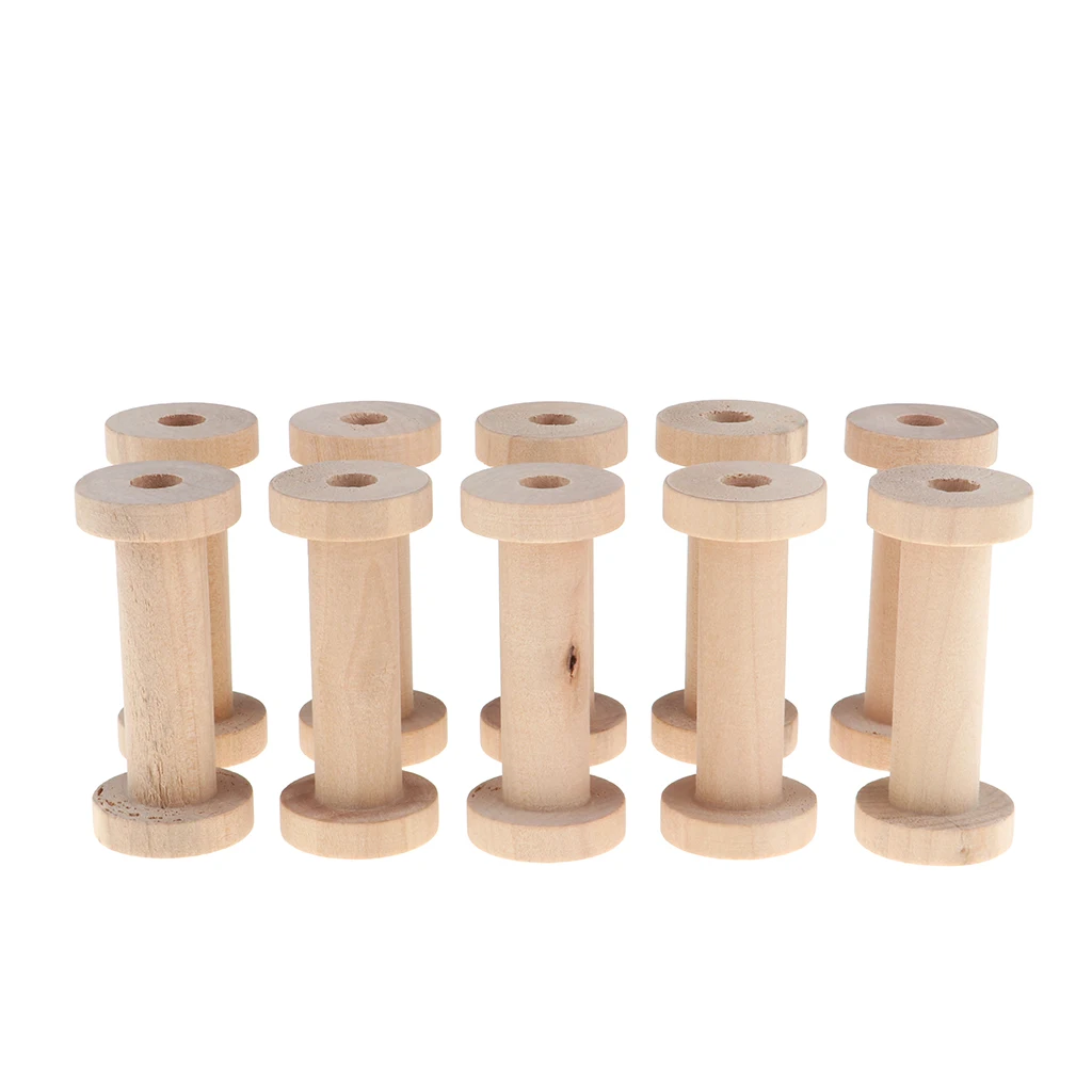 MagiDeal Spool Wooden Empty Vintage DIY Roller Coils for Sewing Crafts Wire