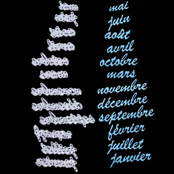 

WYSE French 12 months Words Metal Cutting Dies January March letter Craft Die Scrapbooking for DIY Paper Card Template Supplies