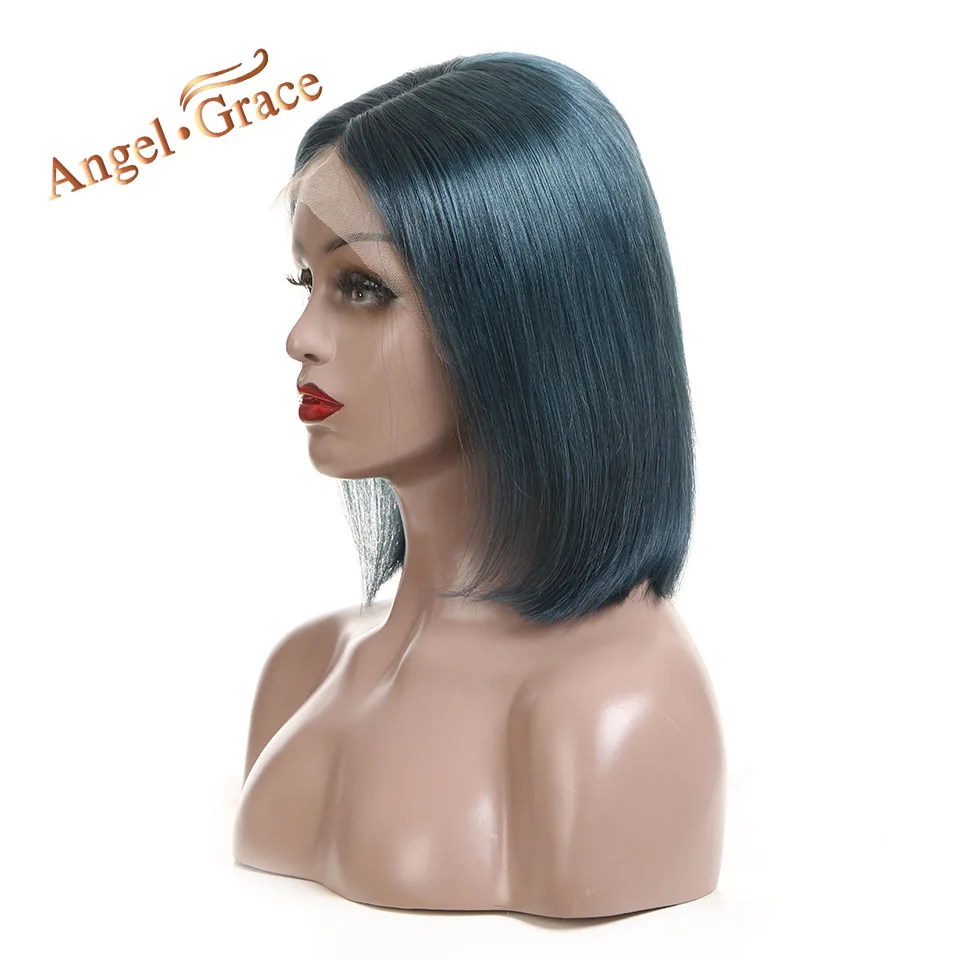 Angel Grace Hair красочный короткий парик-Боб перуанские прямые волосы прямые кружевные передние человеческие волосы парики для женщин боб парики на кружеве - Цвет волос: Color As Photo