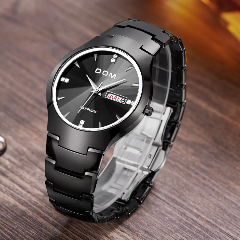 DOM часы мужские лучший бренд вольфрамовые стальные водонепроницаемые деловые