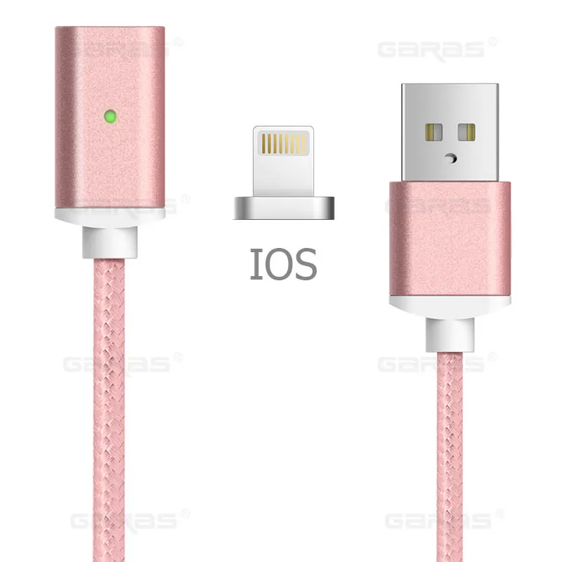 GARAS usb type C/Micro USB/для iphone Магнитный кабель USB-C/type-C быстрое зарядное устройство магнитный кабель для iphone/ipad кабель для мобильного телефона - Цвет: pink ios