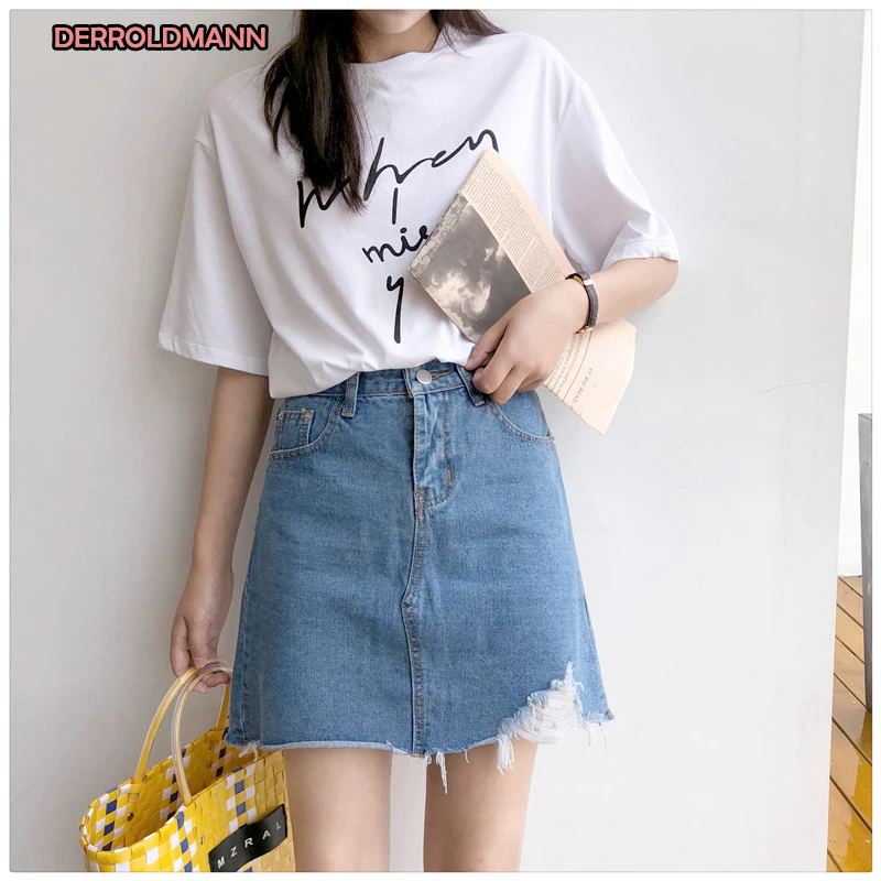 

Spring Summer Medium Waist Girls Fashion Denim Short Jeans Skirt Women