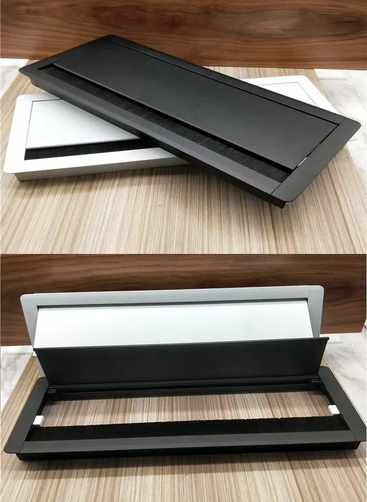 Rectangle Aluminum Cable Hole Cover Desk Top Tabledesk Grommet Flap