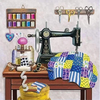 

5D DIY Full square Diamond Painting Mosaic Sewing Machine Room decor Diamond Rhinestone Embroidery Cross Stitch wall art