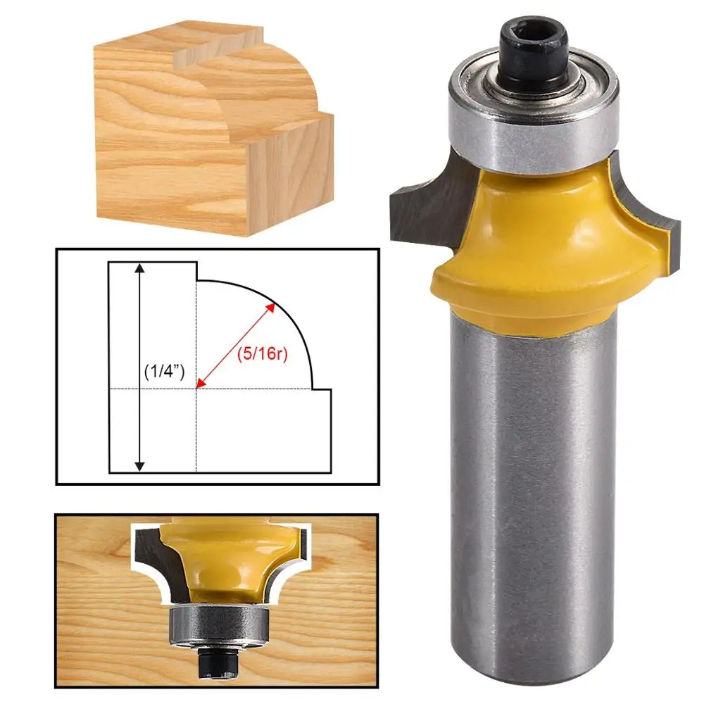 

1pcs 1/2" Shank Router Bits For Wood Carbide Round Over Edge Router Bit 5/16 3/8 7/16 1/2 Arc Radius Milling Cutter Woodwork