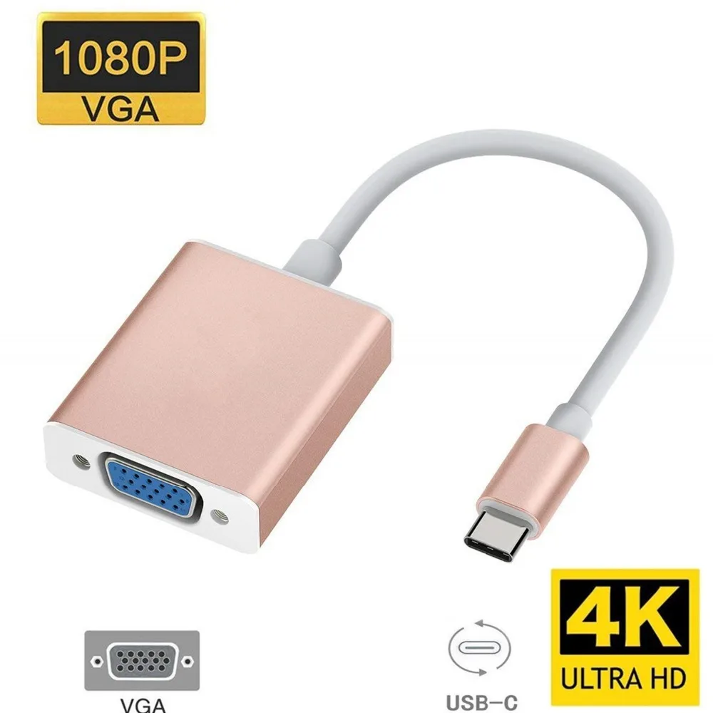 Кабель адаптер USB C Type раньше VGA 10 Гбит/с для нового Macbook 12 дюймов Chromebook Pixel Lumia