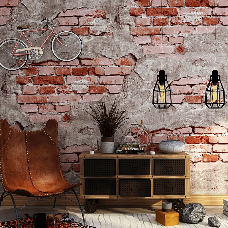 Modern Broken Brick Wallpapers 3D Personalized Vintage Cement Grey Wall Paper Roll for Shop Bar Background Walls contact paper