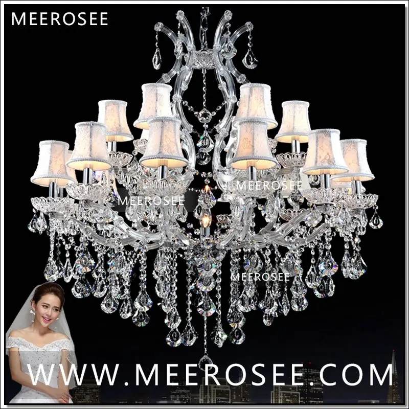 

Foyer Maria Theresa Crystal Chandeliers of Living Silver Clear Modern Chandelier Lamp for Hotel 18 lights authentic chrystal