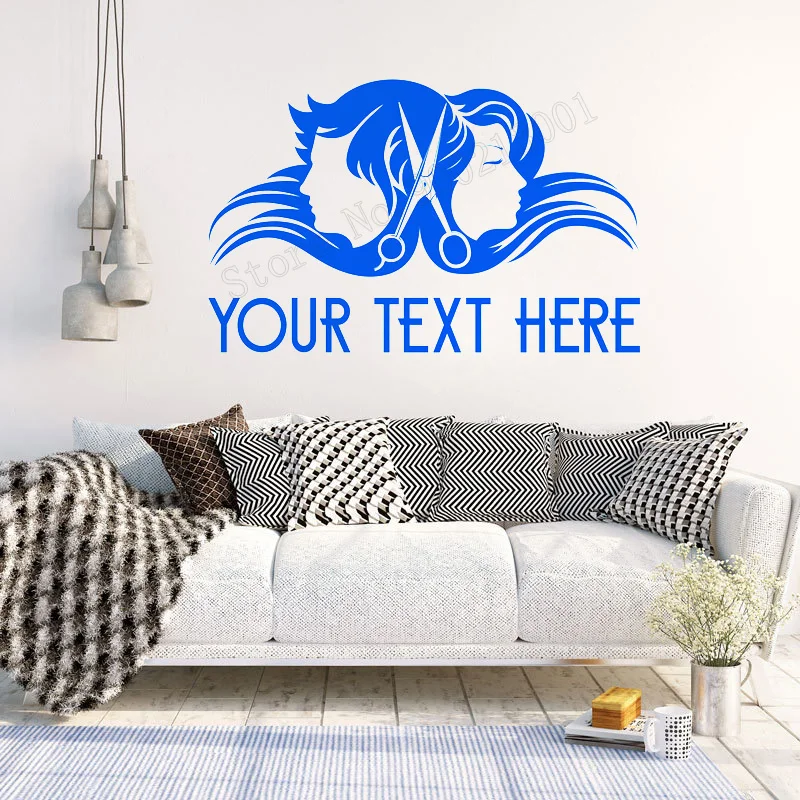 

Art Home Sticker Your Text Here Wall Decorative Girls Boys Hair Salon Beauty Salon Room Poster Home Mural Removeable Decel LY31