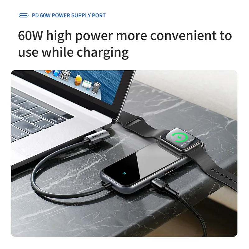 Baseus USB tipo C a HDMI RJ45 Multi USB 30 adaptador para MacBook Pro aire iWatch Dock Puerto USB-C