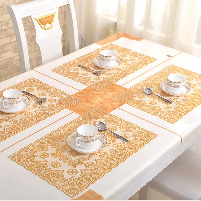 Buy 6pcs High quality Bronzing PVC Placemat Dining