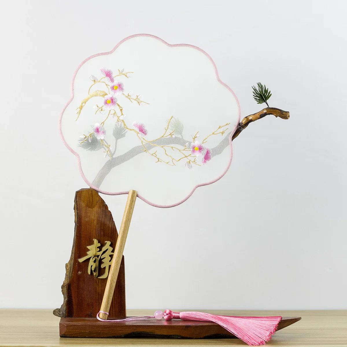 

Chinese Su Embroidery Hand Fan Lifelike Crane Pattern Double-Sided Hand Fan E2S