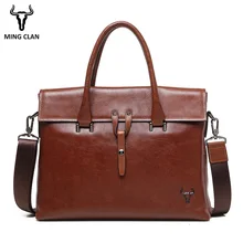 Mingclan модный мужской портфель из натуральной кожи, брендовая сумка на плечо, сумка-мессенджер, Повседневная сумка, портфель для ноутбука, мужской портфель