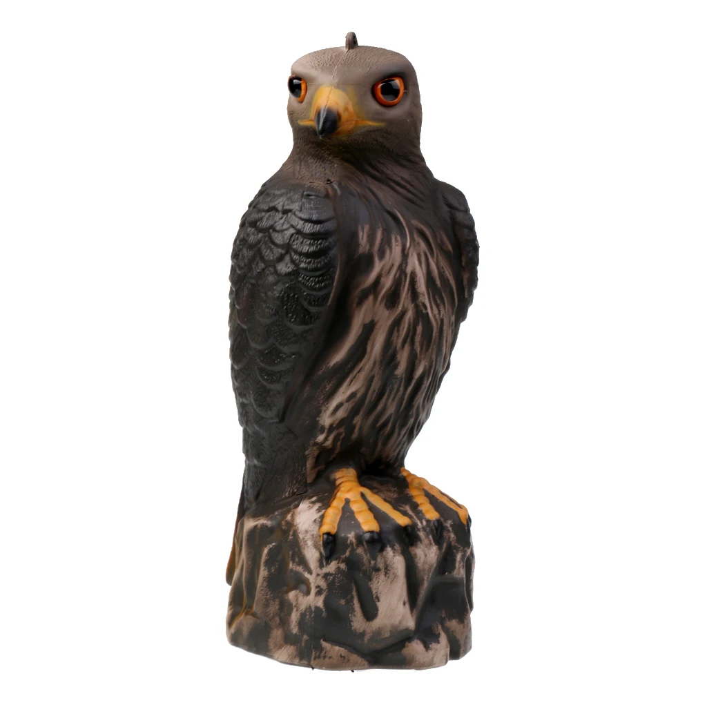Lifelike 3D Eagle Decoy Garden Flocked Hard Realistic Scarer Scarecrow Hunting Decoy Raven Halloween Prop  