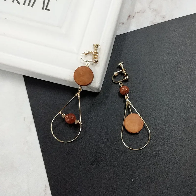 

Korean fashion long clip on earrings irregular clip-ons earring earings fashion jewelry 2018