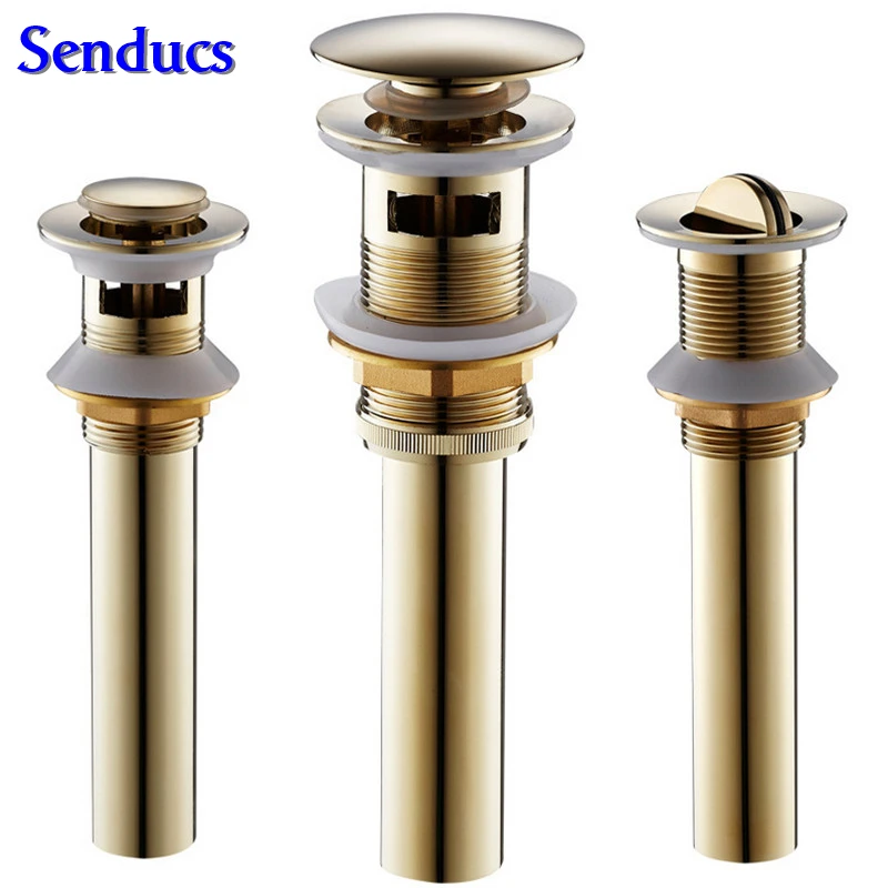 Free shipping hot sale golden basin drain with push down pop up