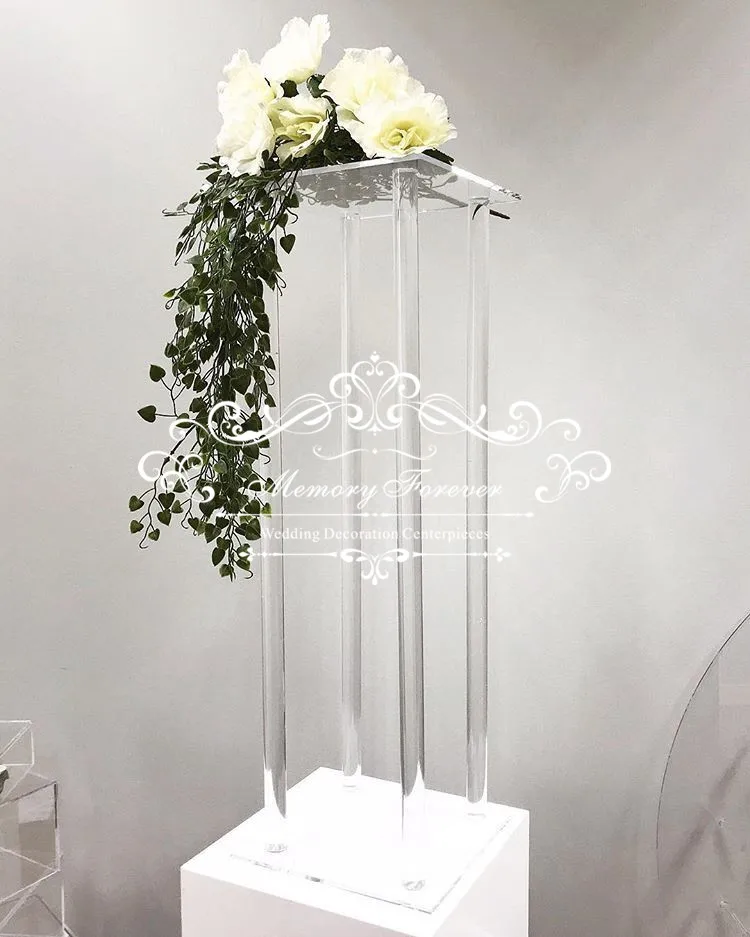 Acrylic Centerpiece Stands Clear Column Artificial Flower Bouquet Sets